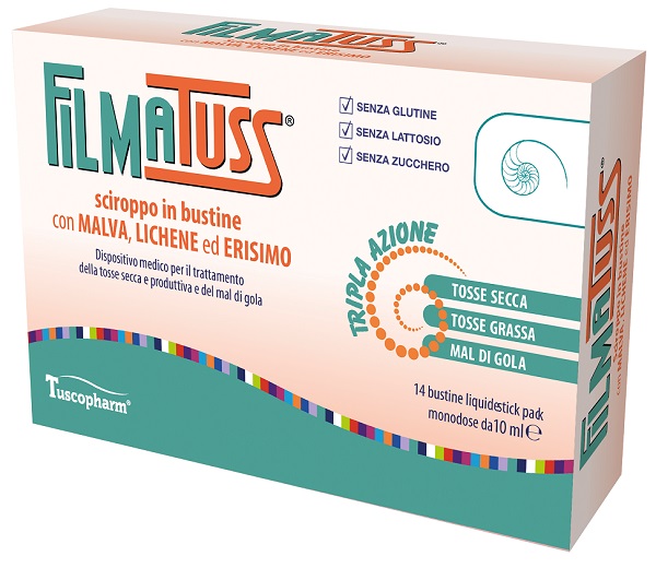 FILMATUSS SCIROPPO 14 BUSTINE LIQUID STICK PACK DA 10 ML - Farmacianuova.eu