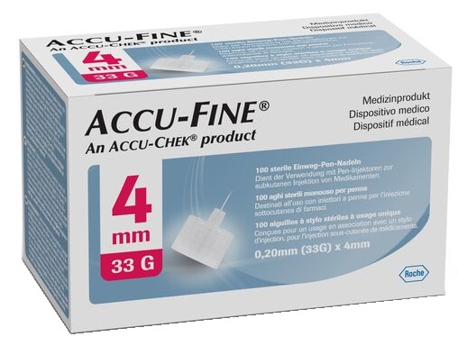 AGO IPODERMICO PER PENNA DA INSULINA ACCU-FINE IN ACCIAIO INOX 33 GAUGE 4 MM 100 PEZZI - Farmacianuova.eu