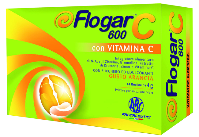 FLOGAR  C 600 CON VITAMINA C 14 BUSTINE GUSTO ARANCIA - Farmacianuova.eu