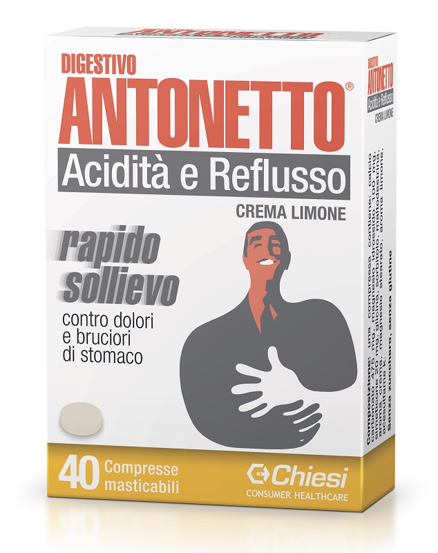 DIGESTIVO ANTONETTO ACIDITA' E REFLUSSO CREMA AL LIMONE 40 COMPRESSE MASTICABILI - Farmacianuova.eu