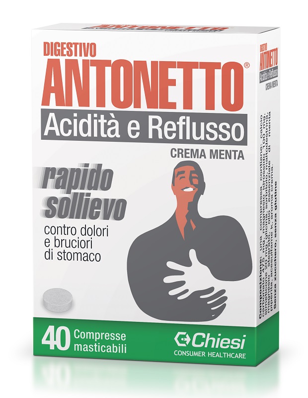 DIGESTIVO ANTONETTO ACIDITA' E REFLUSSO CREMA ALLA MENTA 40 COMPRESSE MASTICABILI - Farmacianuova.eu