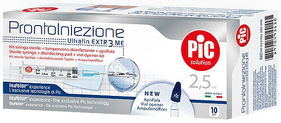 SIRINGA PIC SOLUTION PRONTO INIEZIONE 2,5 ML AGO GAUGE 23 1 1/4 10 PEZZI - Farmacianuova.eu