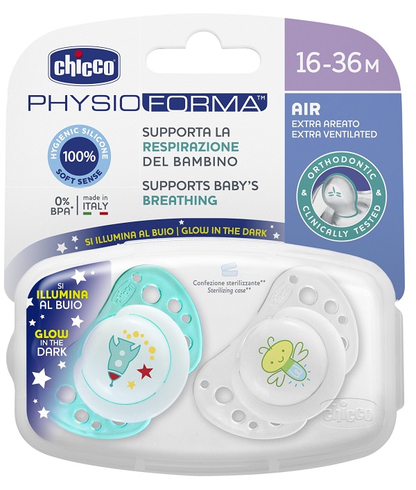 CHICCO SUCCHIETTO AIR LUMI IN SILICONE 16-36 MESI 2 PEZZI - Farmacianuova.eu