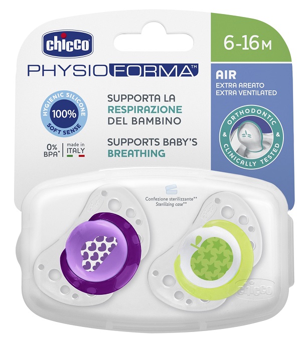 CHICCO SUCCHIETTO AIR GIRL IN SILICONE 6-16 MESI 2 PEZZI - Farmacianuova.eu