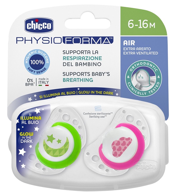CHICCO SUCCHIETTO AIR LUMI IN SILICONE 6-16 MESI 2 PEZZI - Farmacianuova.eu