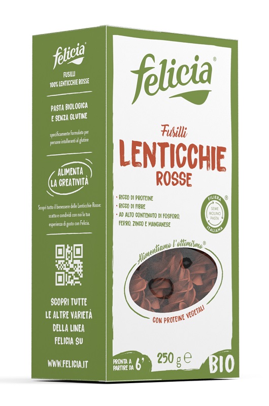 FELICIA BIO FUSILLI DI LENTICCHIE ROSSE 250 G - Farmacianuova.eu