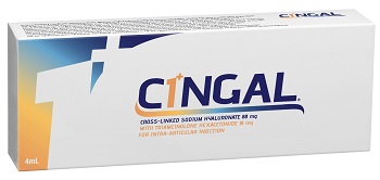SIRINGA PRERIEMPITA INTRA ARTICOLARE CINGAL 4 ML 22MG/ML ACIDO RETICOLATO CON 4,5 MG/ML TRIAMCINOLONE ESACETONIDE - Farmacianuova.eu