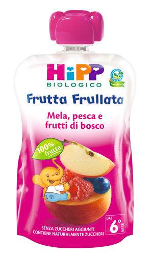 HIPP BIO FRUTTA FRULLATA MELA PESCA FRUTTI DI BOSCO 90 G - Farmacianuova.eu