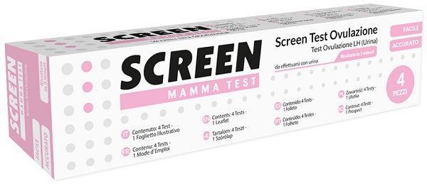 TEST RAPIDO CHE RILEVA TRAMITE URINA L'ORMONE LH INDIVIDUANDO IL PERIODO DI OVULAZIONE 4 PEZZI SCREEN MAMMA TEST OVULAZIONE - Farmacianuova.eu