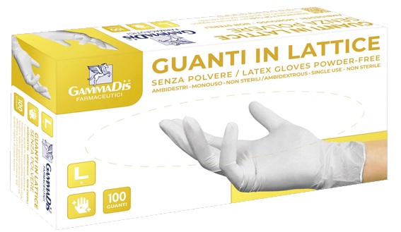 GUANTI LATTICE CON POLVERE MEDIUM 100 PEZZI GAMMADIS - Farmacianuova.eu