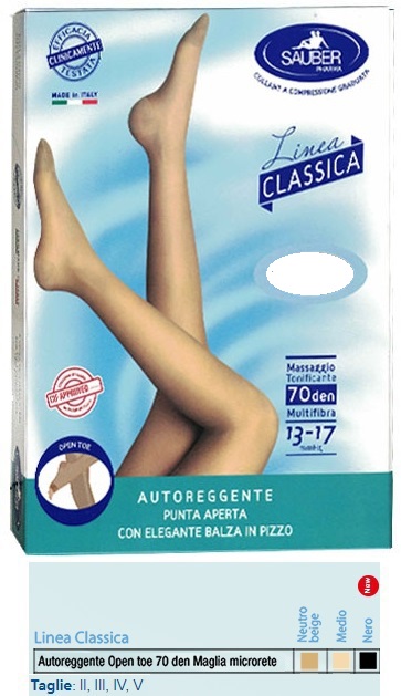 SAUBER AUTOREGGENTE OPEN TOE MAGLIA MICRORETE 70 DEN COLORE NEUTRO BEIGE TAGLIA 4 LINEA CLASSICA - Farmacianuova.eu