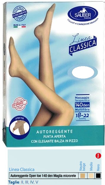 SAUBER AUTOREGGENTE OPEN TOE MAGLIA MICRORETE 140 DEN COLORE NEUTRO BEIGE TAGLIA 3 LINEA CLASSICA - Farmacianuova.eu
