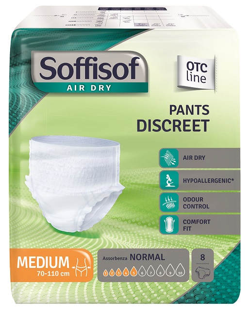 PANNOLONE SOFFISOF AIR DRY PANTS DISCREET MEDIUM 8 PEZZI - Farmacianuova.eu