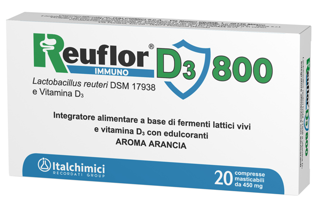 REUFLOR D3 800 20 COMPRESSE MASTICABILI AROMA ARANCIA  - Farmacianuova.eu