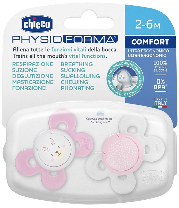CHICCO SUCCHIETTO COMFORT GIRL SILICONE 2-6 MESI 2 PEZZI - Farmacianuova.eu