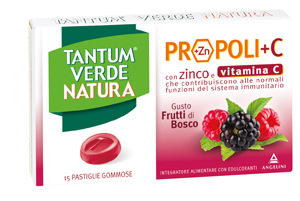 TANTUM VERDE NATURA PROPOLI+C CON ZINCO E VITAMINA C 15 PASTIGLIE GOMMOSE GUSTO FRUTTI DI BOSCO - Farmacianuova.eu