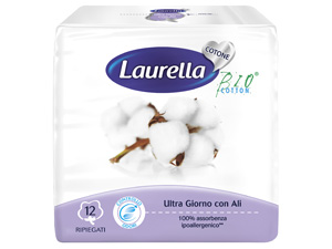 ASSORBENTE LAURELLA IN COTONE ULTRA GIORNO CON ALI 12 PEZZI - Farmacianuova.eu