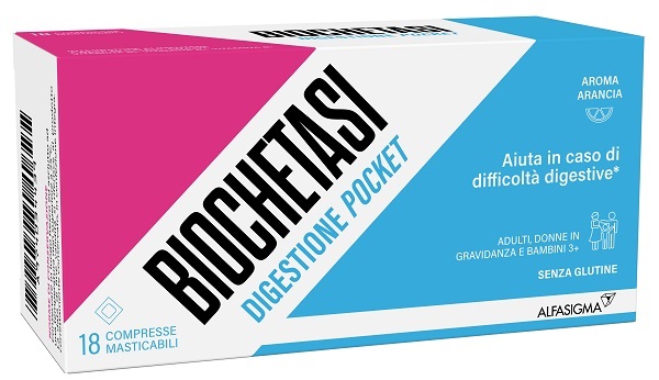BIOCHETASI DIGESTIONE POCKET 18 COMPRESSE MASTICABILI - Farmacianuova.eu