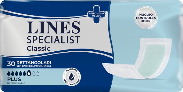 PANNOLONE LINES SPECIALIST CLASSIC RETTANGOLARE CON BARRIERA 30 PEZZI - Farmacianuova.eu