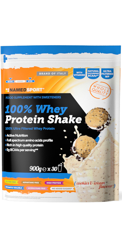 100% WHEY PROTEIN SHAKE COOKIES & CREAM 900 G - Farmacianuova.eu