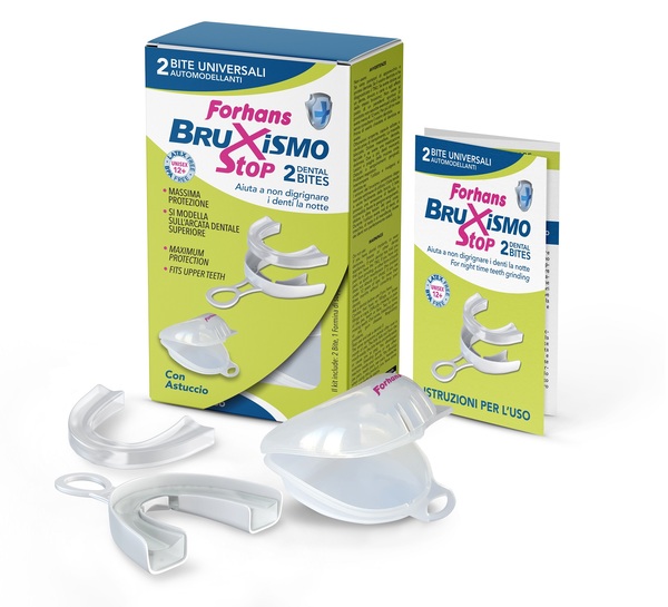 BITE UNIVERSALI AUTOMODELLANTI BRUXISMO STOP FORHANS 2 PEZZI - Farmacianuova.eu