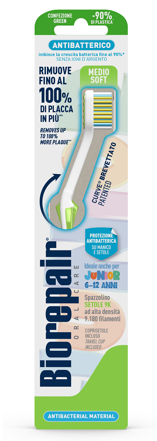 BIOREPAIR ORAL CARE SPAZZOLINO ANTIBATTERICO JUNIOR 6-12 ANNI PIU' COMFORT SETOLE MEDIO SOFT - Farmacianuova.eu