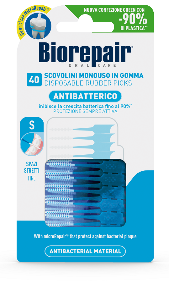 BIOREPAIR ORAL CARE ANTIBATTERICO SCOVOLINI MONOUSO IN GOMMA SPAZI STRETTI 40 PEZZI - Farmacianuova.eu