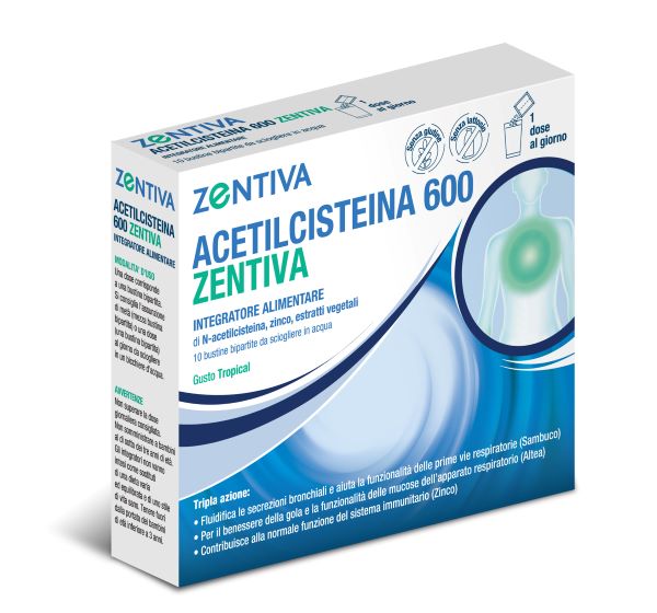 ACETILCISTEINA 600 ZENTIVA 10 BUSTINE BIPARTITE GUSTO TROPICAL - Farmacianuova.eu