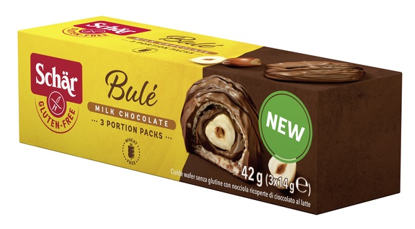 SCHAR BULE' CIALDE WAFER CON NOCCIOLA RICOPERTE DI CIOCCOLATO AL LATTE 3 PORZIONI DA 14 G - Farmacianuova.eu