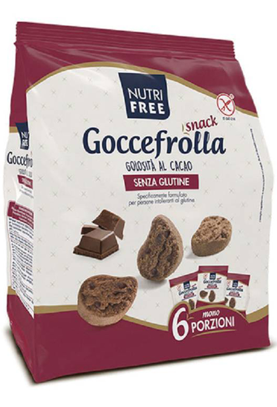 NUTRIFREE GOCCEFROLLA SNACK GOLOSITA' AL CACAO SENZA LATTOSIO 6 MONOPORZIONI DA 40 G - Farmacianuova.eu