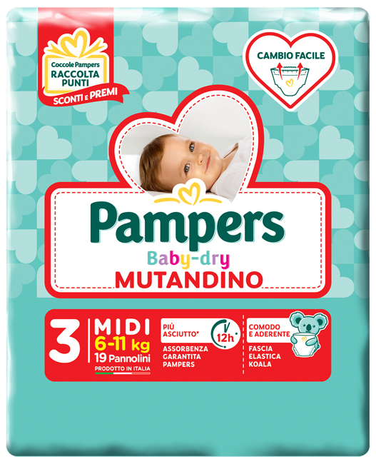 PAMPERS BABY DRY MUTANDINA MIDI SMALL PACK 19 PEZZI - Farmacianuova.eu