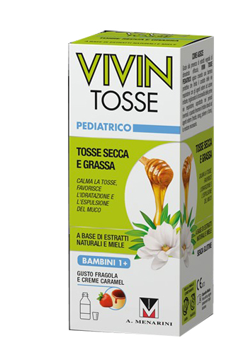 VIVIN TOSSE PEDIATRICO SCIROPPO PER TOSSE SECCA E GRASSA GUSTO FRAGOLA E CREME CARAMEL 150 ML - Farmacianuova.eu