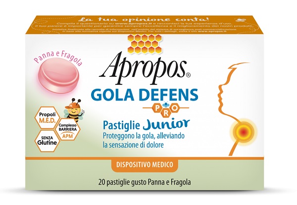 APROPOS GOLA DEFENS PRO 20 PASTIGLIE JUNIOR PANNA FRAGOLA - Farmacianuova.eu