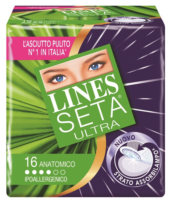 ASSORBENTE LINES SETA ULTRA ANATOMICO 16 PEZZI - Farmacianuova.eu
