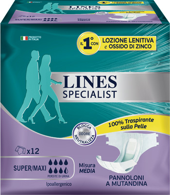 LINES SPECIALIST PANNOLONE A MUTANDA MEDIA 12 PEZZI - Farmacianuova.eu