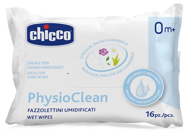 CHICCO FAZZOLETTINI UMIDIFICATI PHYSIOCLEAN 16 PEZZI - Farmacianuova.eu