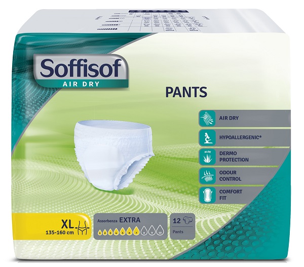 PANNOLONE SOFFISOF AIR DRY PANTS EXTRA EXTRA LARGE 12 PEZZI - Farmacianuova.eu