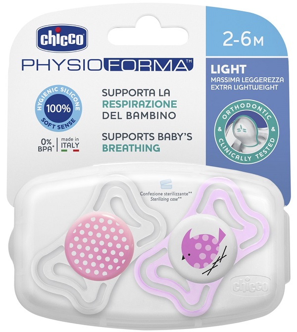 CHICCO SUCCHIETTO LIGHT GIRL SILICONE 2-6 MESI 2 PEZZI - Farmacianuova.eu