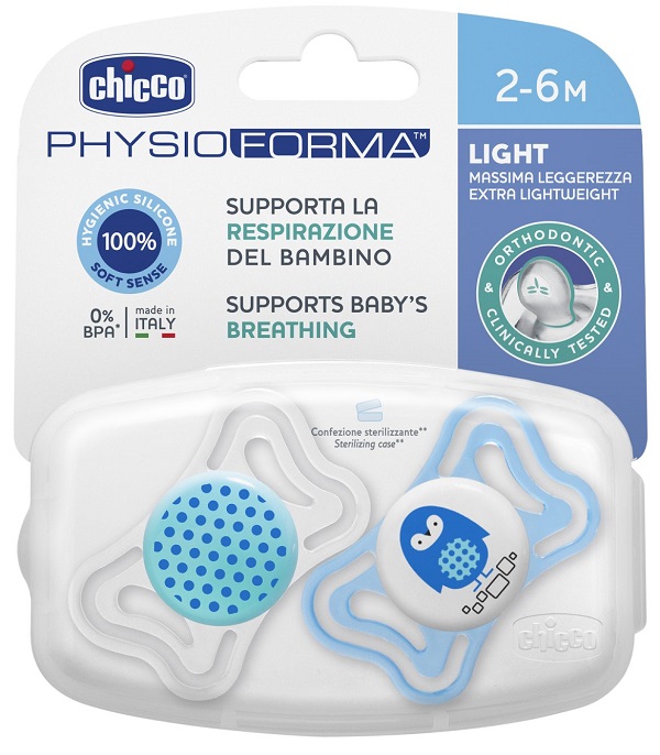 CHICCO SUCCHIETTO LIGHT BOY SILICONE 2-6 MESI 2 PEZZI - Farmacianuova.eu
