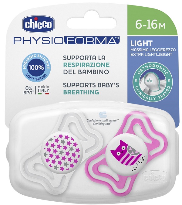 CHICCO SUCCHIETTO LIGHT GIRL SILICONE 6-16 MESI 2 PEZZI - Farmacianuova.eu