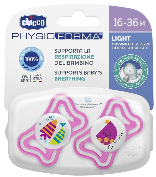 CHICCO SUCCHIETTO LIGHT GIRL SILICONE 16-36 MESI 2 PEZZI - Farmacianuova.eu