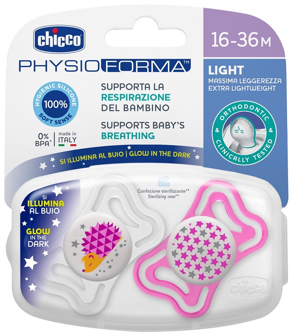CHICCO SUCCHIETTO LIGHT LUM SILICONE 16-36 MESI 2 PEZZI - Farmacianuova.eu