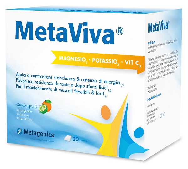 METAVIVA MAGNESIO POTASSIO VITAMINA C 20 BUSTINE - Farmacianuova.eu