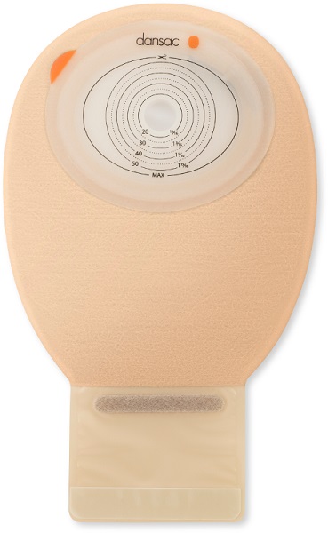 DANSAC NOVALIFE TRE 1 SACCA APERTA OPACA PIANA MIDI PER ILEOSTOMIA CON FINESTRA RITAGLIABILE 15-55X70 MM 420 ML 30 PEZZI - Farmacianuova.eu