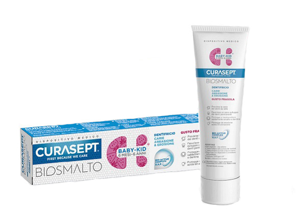 CURASEPT BIOSMALTO DENTIFRICIO BABY KID FRAGOLA CARIE ABRASIONE & EROSIONE 50 ML - Farmacianuova.eu