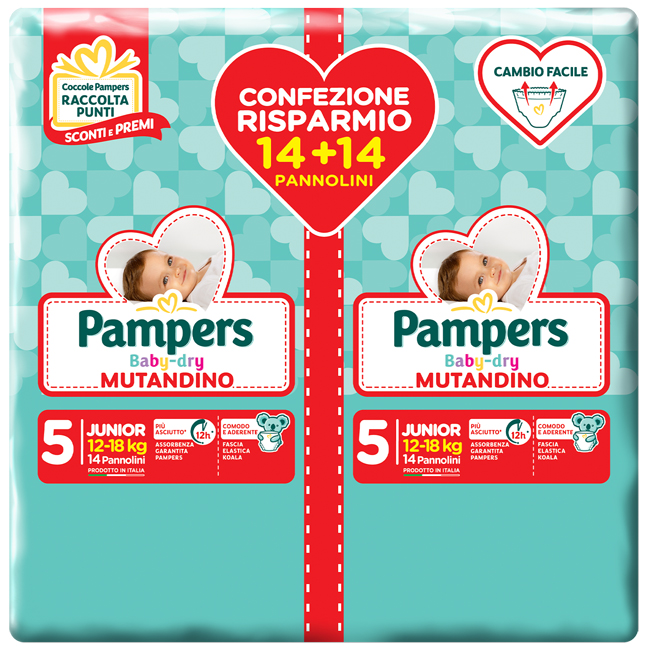 PAMPERS BABY DRY PANNOLINO A MUTANDINA DUO DWCT JUNIOR 28 PEZZI - Farmacianuova.eu