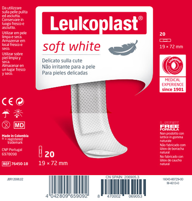 LEUKOPLAST SOFT WHITE 72 X 19 CM 20 PEZZI - Farmacianuova.eu