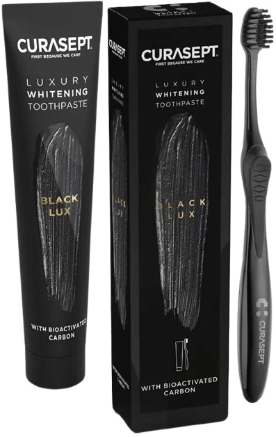 CURASEPT BLACK LUXURY WHITENING DENTIFRICIO 75 ML + SPAZZOLINO - Farmacianuova.eu