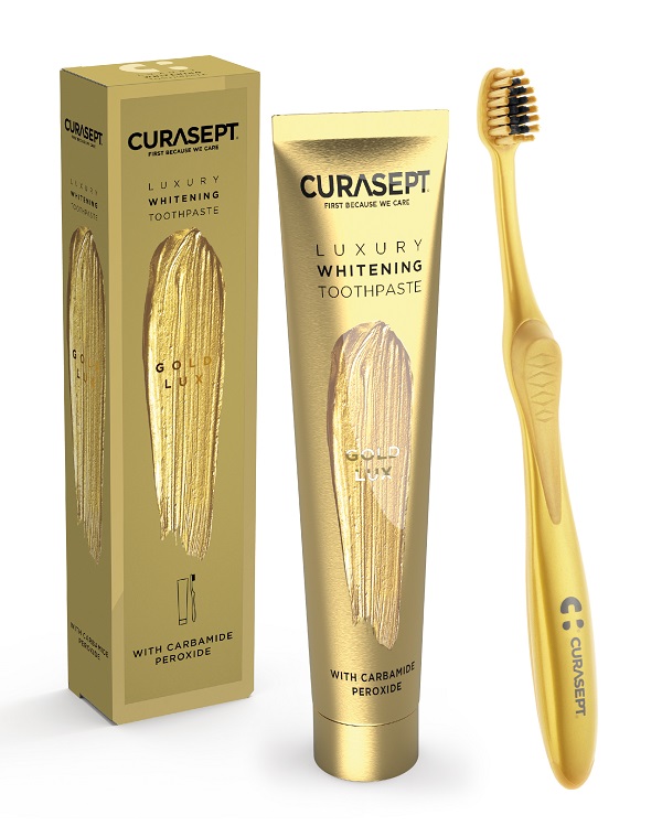 CURASEPT GOLD LUXURY WHITENING DENTIFRICIO 75 ML + SPAZZOLINO - Farmacianuova.eu