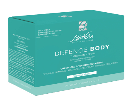 DEFENCE BODY TRATTAMENTO CELLULITE CREMA GEL DRENANTE RIDUCENTE 30 BUSTINE DA 10 ML - Farmacianuova.eu